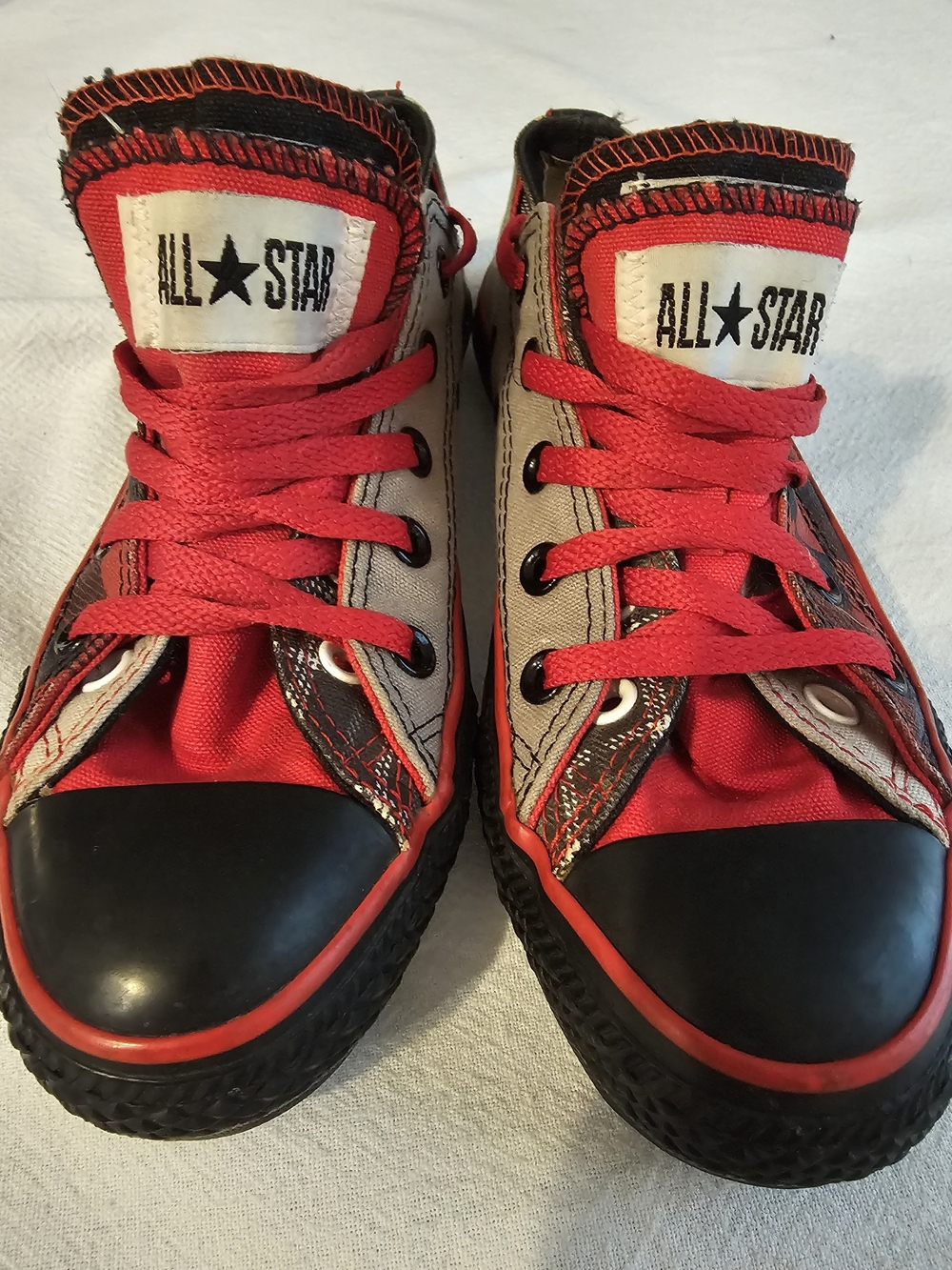 Y2K Converse Double Tongue Low Top Shoes Red Grey Black Women 6 Men 4 Skate